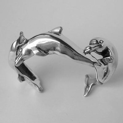 Sterling Silver Dolphin Cuff Bracelet by Elizabeth Allen
