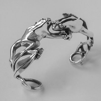 Sterling Silver Frog Cuff Bracelet by Elizabeth Allen
